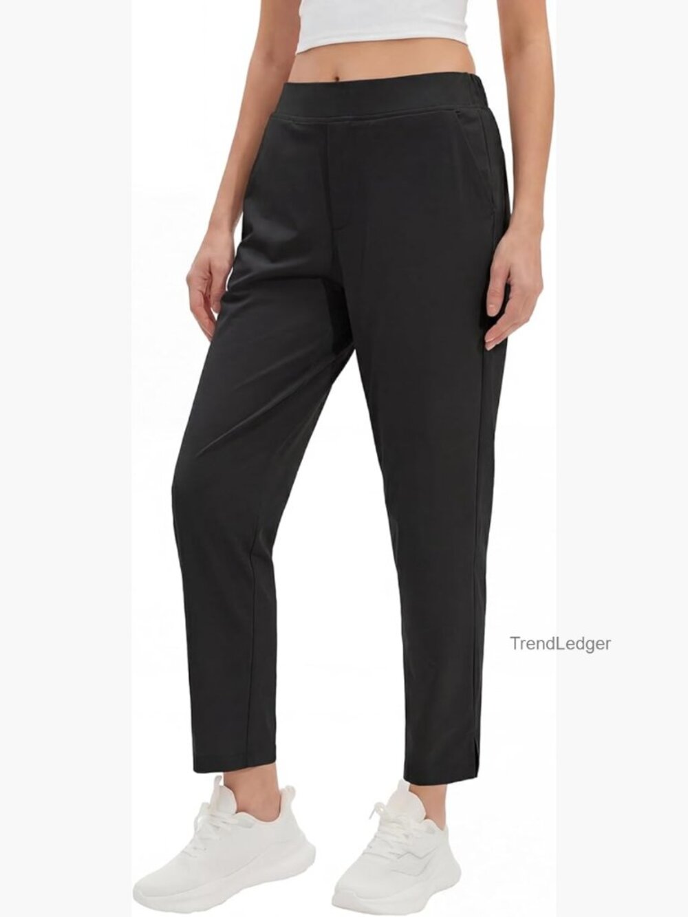 Stretchy 7/8 Ankle Dress Pants High Rise Tapered Slacks Business Casual